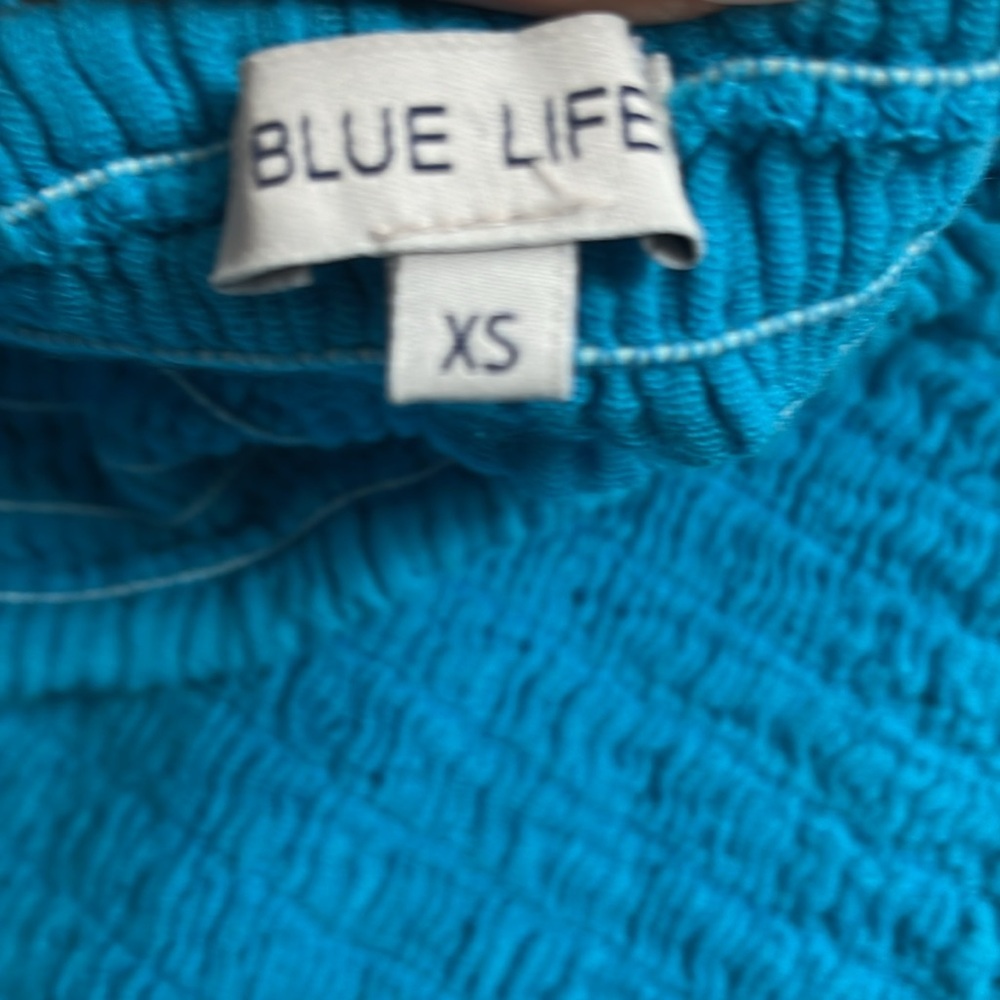 Blue life good karma smocked mini dress. NWOT. XS color is that on model. - Picture 4 of 5